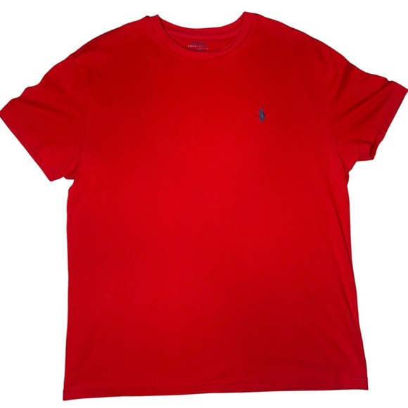 POLO Ralph Lauren Red Short Sleeve Classic Fit T-Shirt with Navy Polo Player - Picture 5 of 9